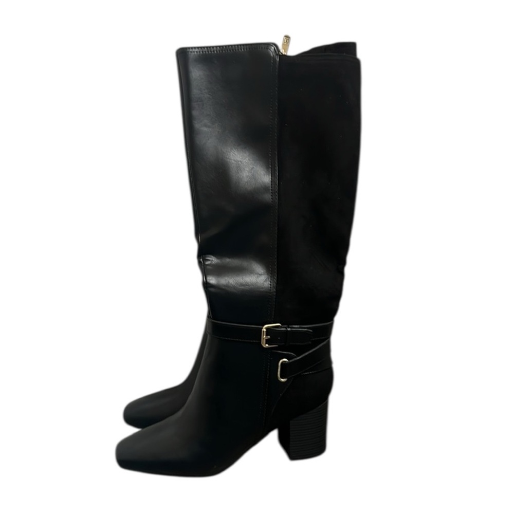 Liz Claiborne Black Knee High Boots Womens 9.5 Block Heel NEW